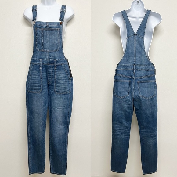 Madewell Womens Jansing Medium Wash Skinny Pocketed Side Zip Overalls Size M - Picture 2 of 8